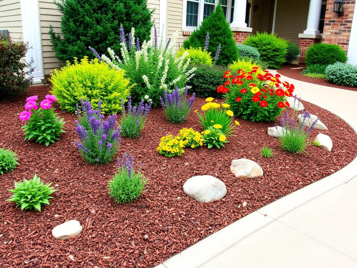 Colorful landscaped garden bed