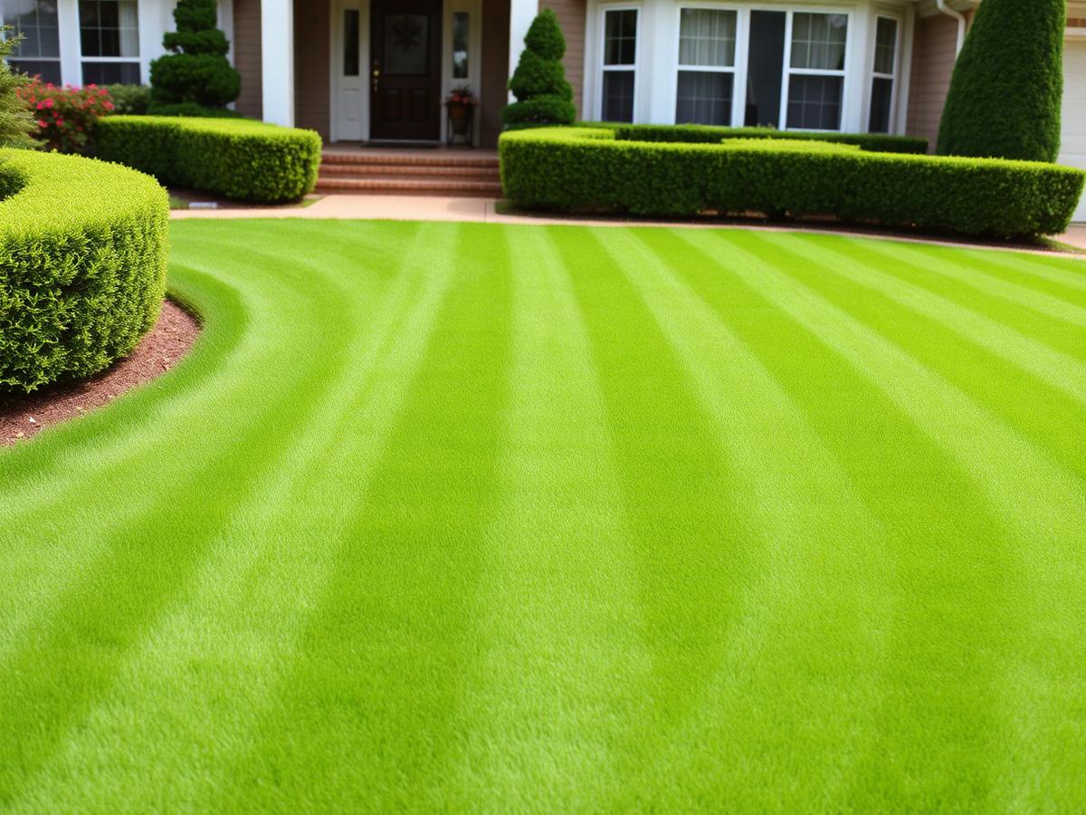 Freshly mowed striped lawn