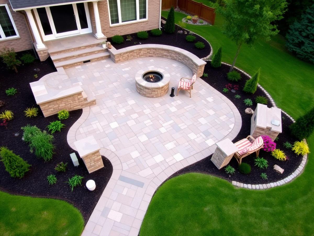 Stone patio with fire pit